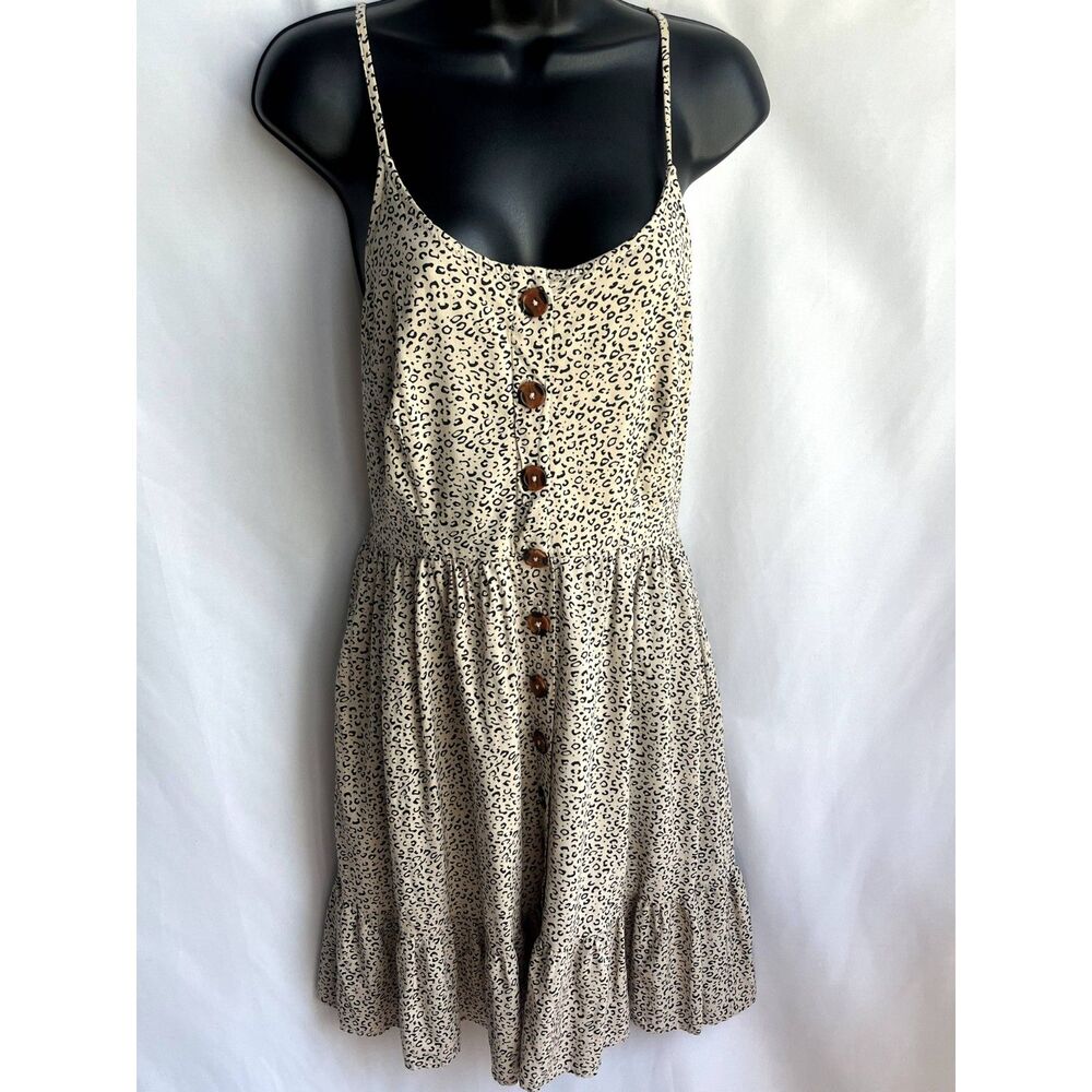 Japna Animal Print Ruffle Hem Fit n Flare Dress Size M Cottagecore Prairie Cute